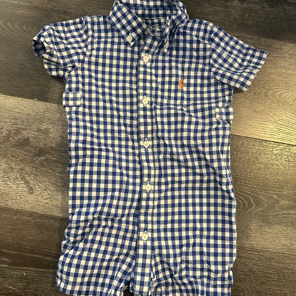Ralph Lauren Blue and White Plaid Shirt